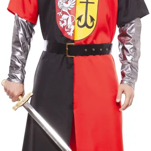 Disfraz de Cruzado Medieval Rojo y Negro para Hombre