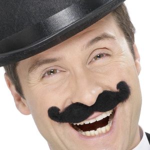 Bigote Negro Estilo Inglés con Adhesivo