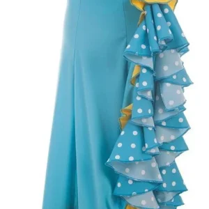 Falda Flamenca Turquesa y Amarilla para Mujer